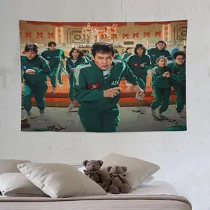 Squid Game 2 tapestry cool wall hanging bedroom decoration aesthetic room decoration background wall