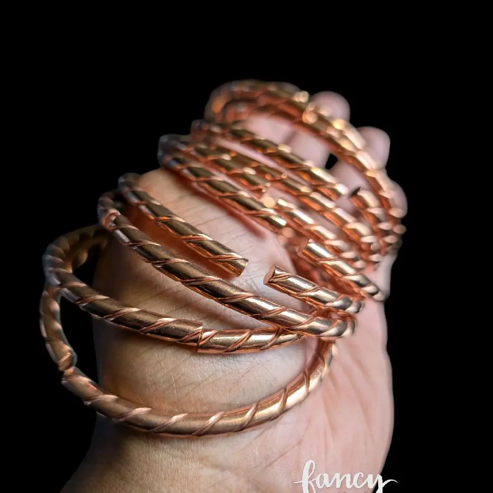 Solid Copper Cut-Twist Bangle