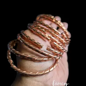 Solid Copper Cut-Twist Bangle