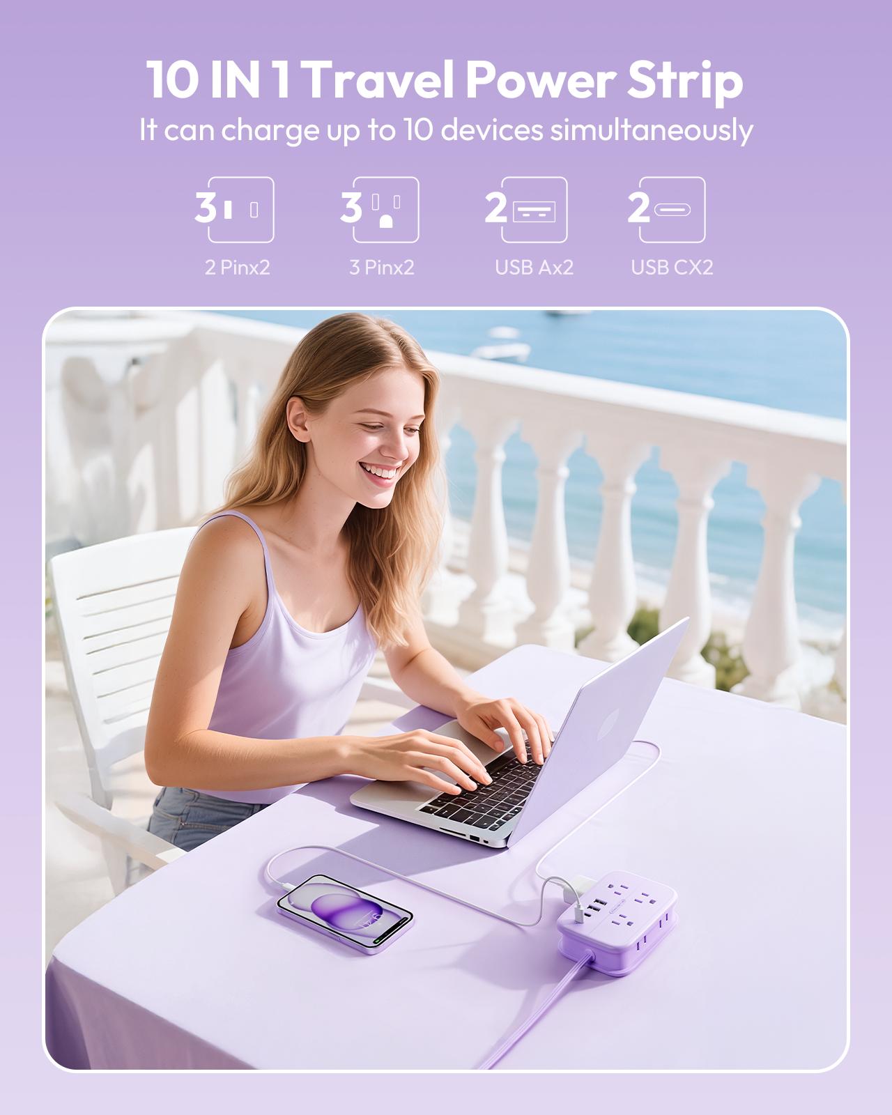 NTONPOWER 10-in-1 Travel Power Strip, 6 Outlets 4 USB Ports(2 USB C) 4ft Extension Cord, Compact Wrap-Around for Family Travel, Home Office, RV & Camping, Hotel Cruise Essentials NTONPOWER 10-in-1 Travel Power Strip, 6 Outlets 4 USB Ports(2 USB C) 4ft Extension Cord, Compact Wrap-Around for Family Travel, Home Office, RV & Camping, Hotel Cruise Essentials