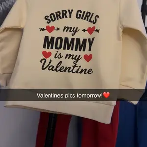 Toddler Boy Valentine's Day Outfit Heart Letter Long Sleeve Sweatshirt Solid Joggers 2 Piece Set Cute Valentine Clothes Baby Boy Spring Casual Wear My First Valentine Clothing Gift