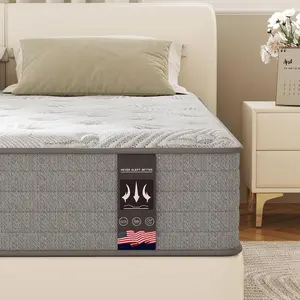 KOW 12 Inch Mattress with Gel Memory Foam and Individually Pocket Innerspring Hybrid Medium Firm Bed Mattress in a Box
