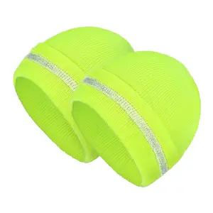 2-Pack Reflective Beanie Hats – High-Visibility Knit Winter Hats with Safety Strips, Soft & Warm for Running, Jogging, Cycling, Outdoor Work, Hiking, Unisex