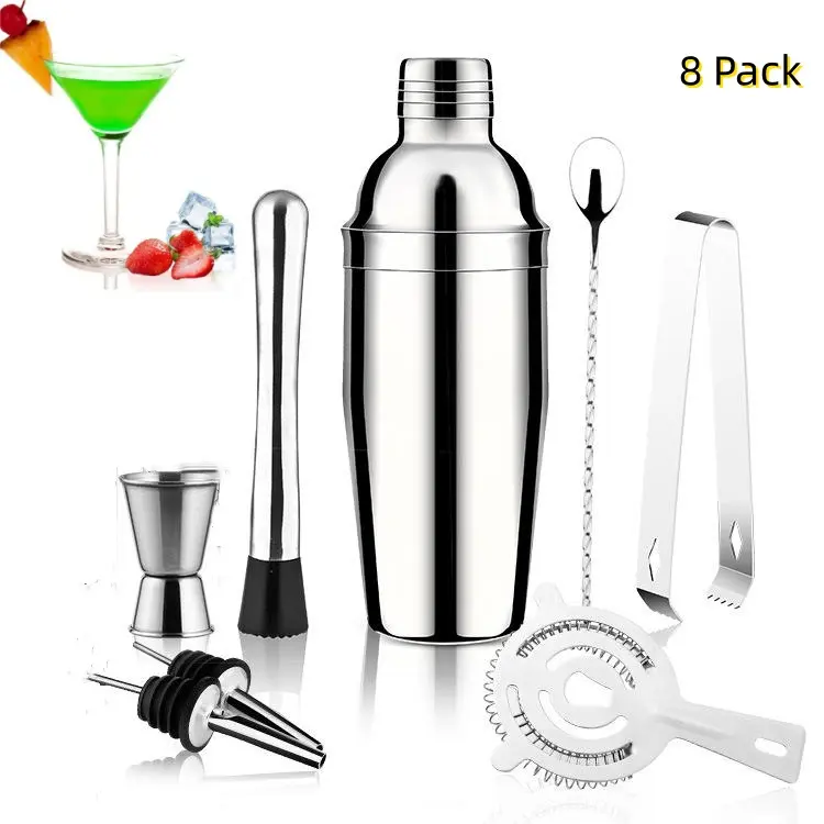 Nw 1Lbs 8-Piece Stainless Steel Cocktail Shaker Set – Weighted Boston Bar Tools with Strainer & Mixer