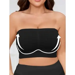 Plus-Size Women'S Sports Bandeau Bra, Suitable for Fitness Running, Yoga (Without Padding), Seamless Design, Ideal for The Gym And Everyday Wear, Sexy Bralette |   Comfortable, Form-Fitting, Strapless Sports Bra