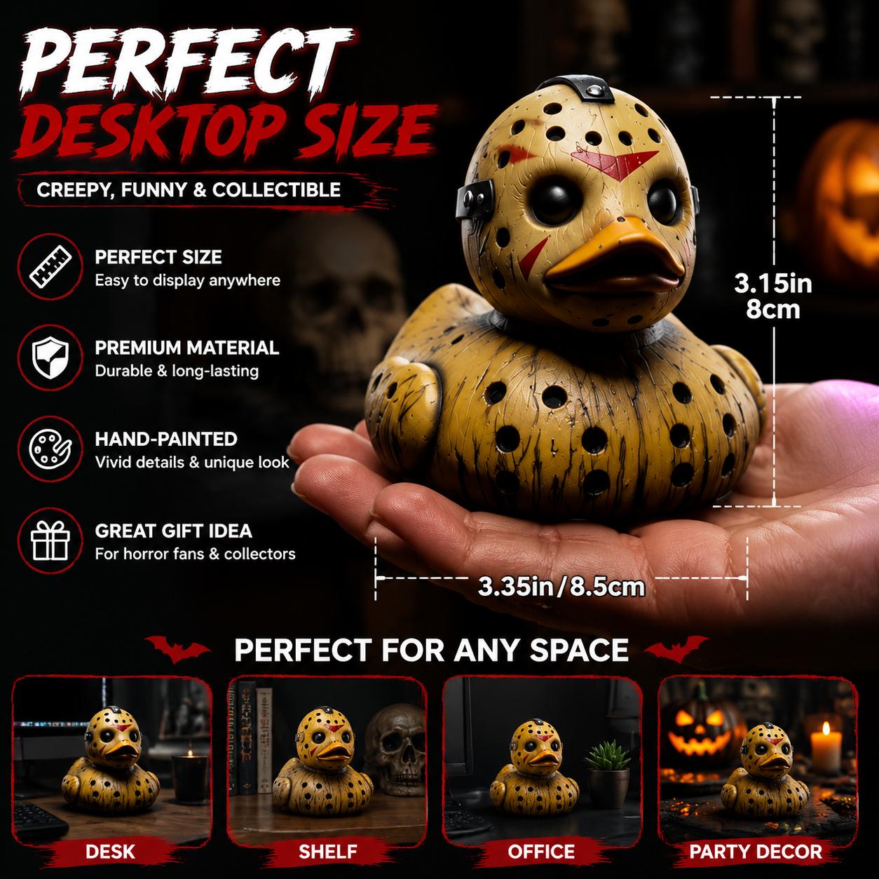 Creepy Halloween Duck Statue, Horror Duck Figurine Collection, Spooky Cute Duck Decorations for Halloween Party Home Desk Decor, Funny Scary Gift for Horror Fans