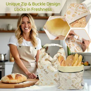 Reusable Beeswax Bread Bags - Large 17x13 Inch for Sourdough & Homemade Bread Storage | All-Natural Beeswax Preservation, Eco-Friendly Cotton Food Bags - Easy to Clean & Daily Use, Washable, Ideal for Home Baking