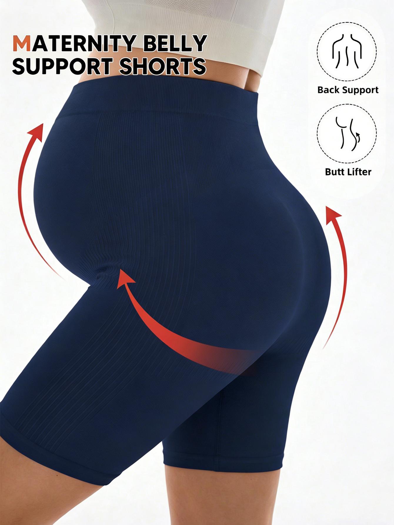 HIJESSE Women's Pregnancy Seamless High-Waist Shorts, Soft Belly Support Panel, Tummy Control & Butt-Lifting Design, Ideal For Daily Wear, Prenatal Yoga, Work & Maternity Photoshoots, Spring & Summer