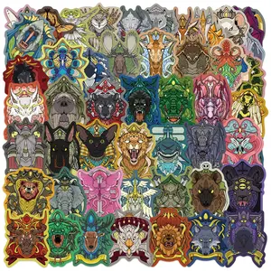 50 pieces of retro animal crest doodle stickers, waterproof PVC stickers for children's toys, DIY decoration water bottle name tags