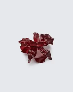 Svana Red Hibiscus Flower Adjustable Ring
