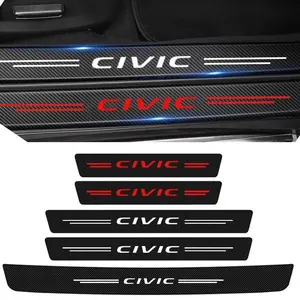 Car Door Sill Protector Trunk Bumper Scratch-proof Stickers for Honda Civic Logo 2023 Carbon Fiber Door Pedal Threshold Strips