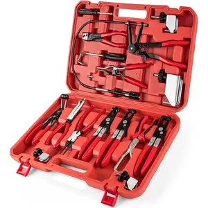 16 count Hose Clamp Pliers, Hose Clamp  Kit with Long Reach & Flexible Wire Tools for , Oil, Coolant, Radiator Hoses and Electrical Disconnect