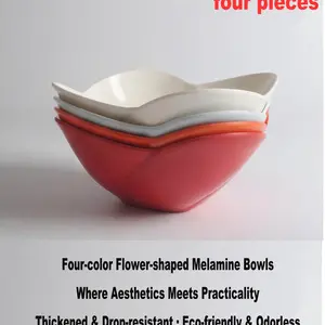 Four-Color Melamine Flower Snack Fruit Nut Bowl, Ideal for Outdoor Activities, Family Gatherings, Parties, and More