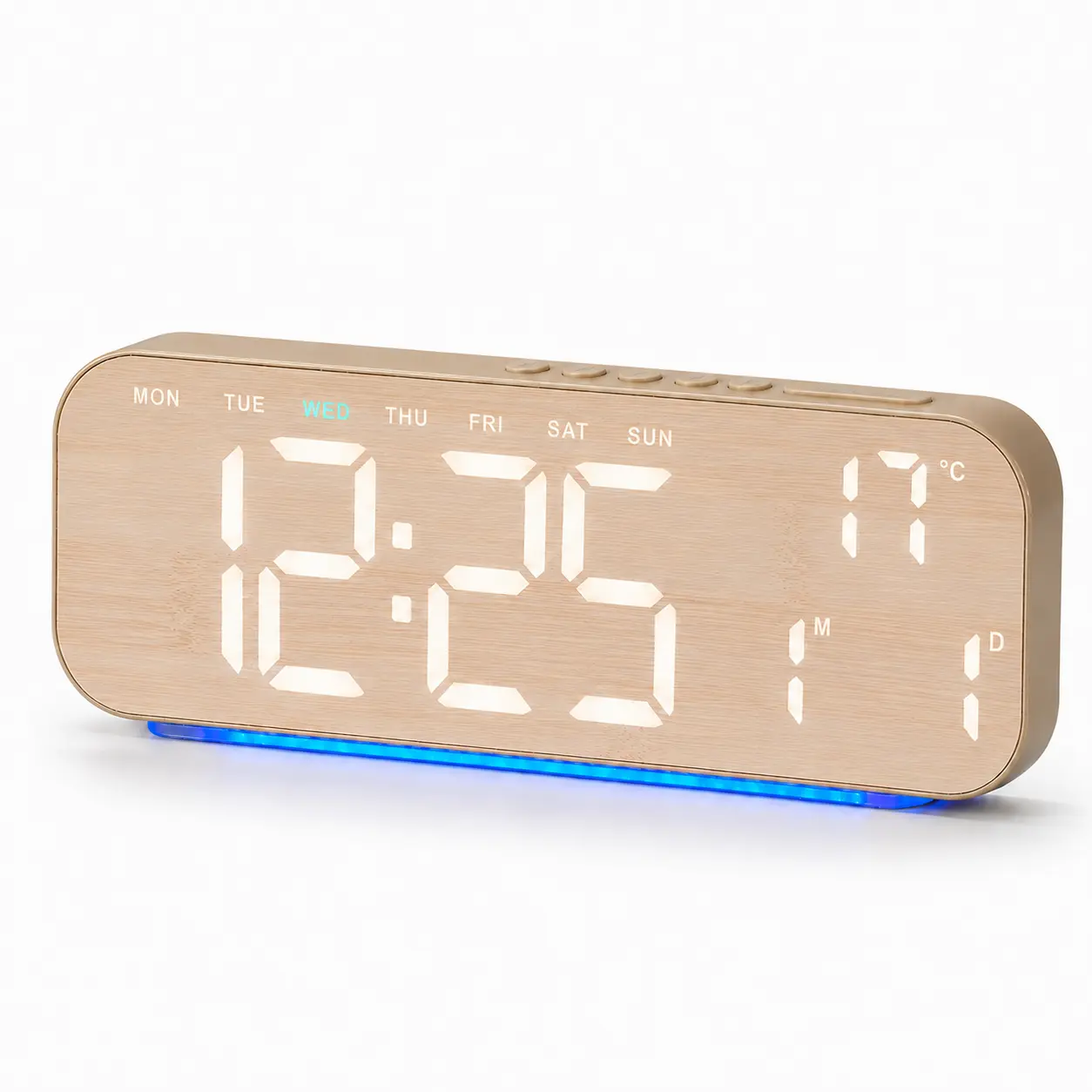 Nordic Style Creative LED Digital Alarm Clock with Multi‑Color Ambient Light, Displays Time, Temperature, Date and Day of Week, Dual Alarms, USB/Battery Powered, Modern Decor for Bedroom, Living Room, Desktop – Ideal Birthday & Holiday Gift homedecor