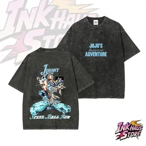 Johnny Joestar, the protagonist of the seventh installment, *Steel Ball Run*.--Short Sleeve Cotton Unisex Retro wash Tee