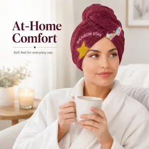 Fashion Berry Powder Hair Dryer Hat, Ultra Soft Absorbent Quick-Dry Towel Hat, Women's Bathroom Spa Hair Dryer, Comfortable Home Beauty Essential