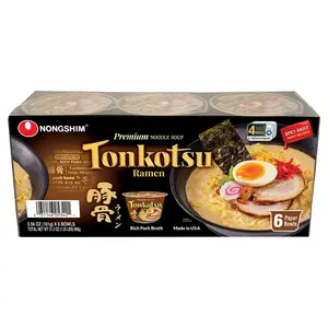 Nongshim Tonkotsu Ramen Bowl with Rich Pork Broth and Spicy Sauce, 6-Pack, 3.56 oz - Food, Instant