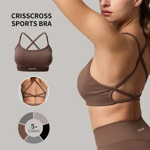 SHAFITS Women's Crisscross Back Sports Bra – Viral Gym Girl Must-Have, Butter Soft Yoga Crop Top, Mid Support High Compression, Removable Pads, Breathable Workout Activewear for Cardio & Weight Training