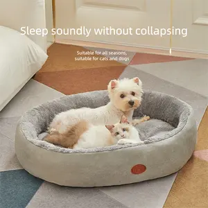 Round All-Weather Pet Bed - Chew-Resistant Dog Bed for Medium/Large Breeds, Machine Washable with Thick Warm Padding for Cats & Dogs