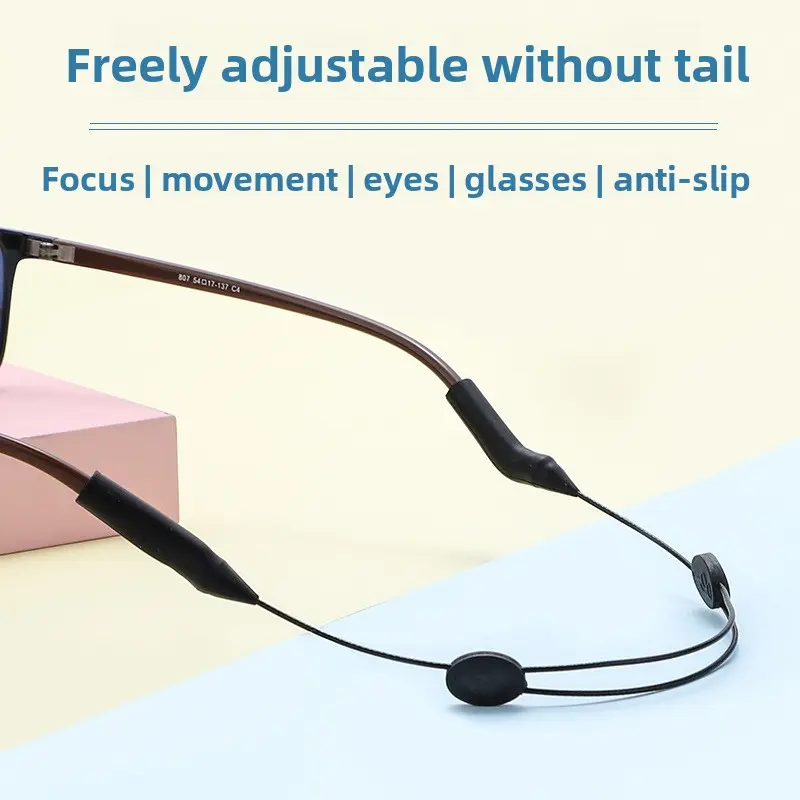 Retractable Eyeglass Anti-Slip Strap, Adjustable Anti-Drop Sports Glasses Lanyard, Flexible Safety Ear Hook for Kids & Adults Basketball Sports