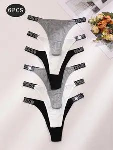 6PCS Diamond-encrusted modal comfort panties