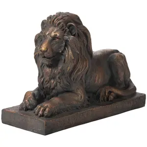 Glitzhome Majestic King Lying Lion Lawn Garden Statue