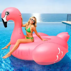TURNMEON 102" Giant Flamingo Pool Float Inflatable Summer Beach Float Swimming Pool Party Toys Ride-on Lounge Raft Water Pool Floatie for 2-4 Multi Players Adults Lake Floats, Flamingo
