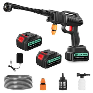 Cordless Pressure Washer, 80Bar Portable Power Washer 6-in-1 Adjustable Nozzle with 2x2.4Ah 21V Battery & Charger, Handheld Pressure Washer with 5m Hose for Cars, Homes and Patios