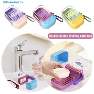 Portable Travel Soap Box, Dual Layer Sealed Design, Water-Resistant Feature, Ideal for On-The-Go Use, Compact & Practical Storage Solution, Soap Dish