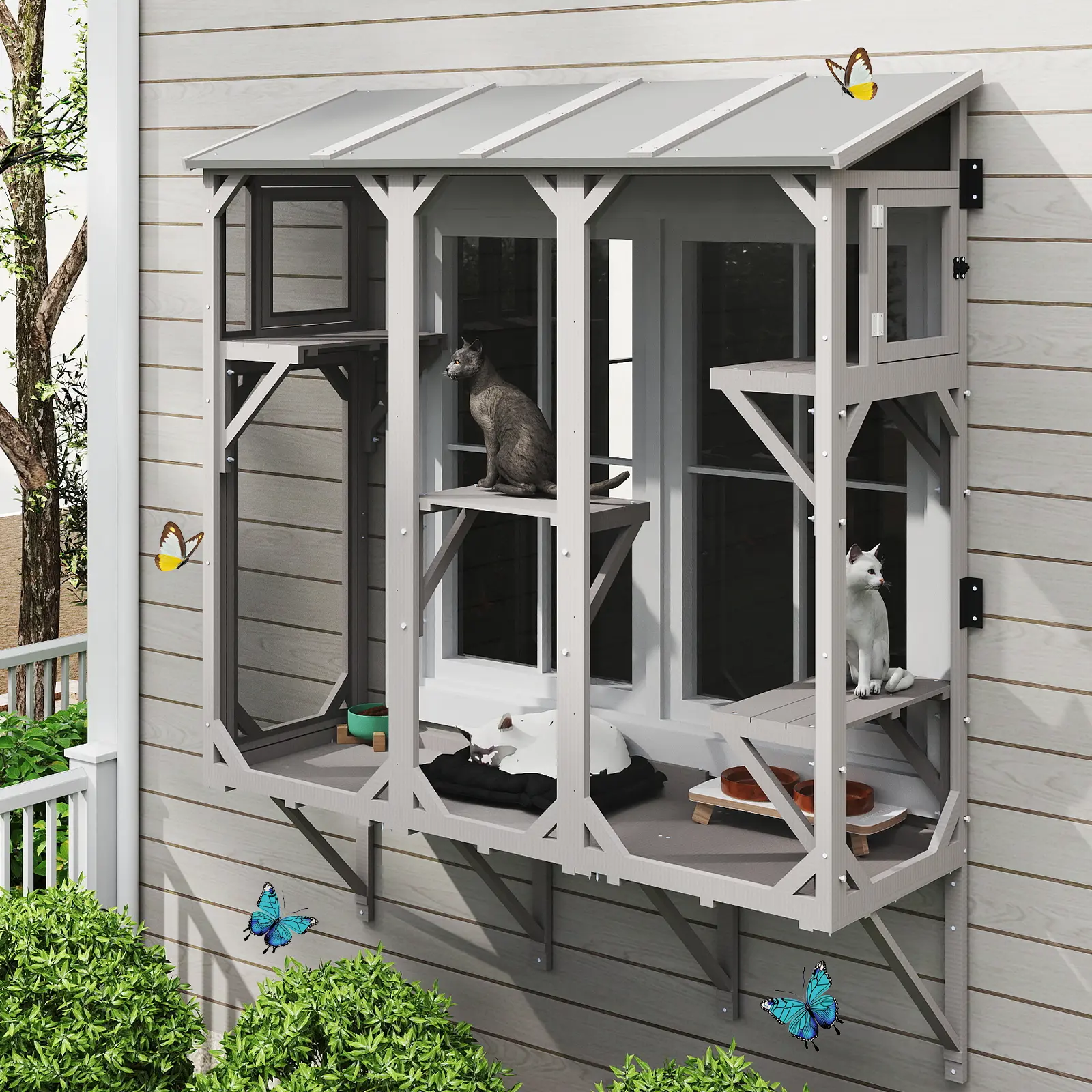 Cat Window Box, Napping & Bird Watching, Sturdy Cat Window Perch for Indoor Cats, Space-Saving Pet House for Apartments, All-Weather Use