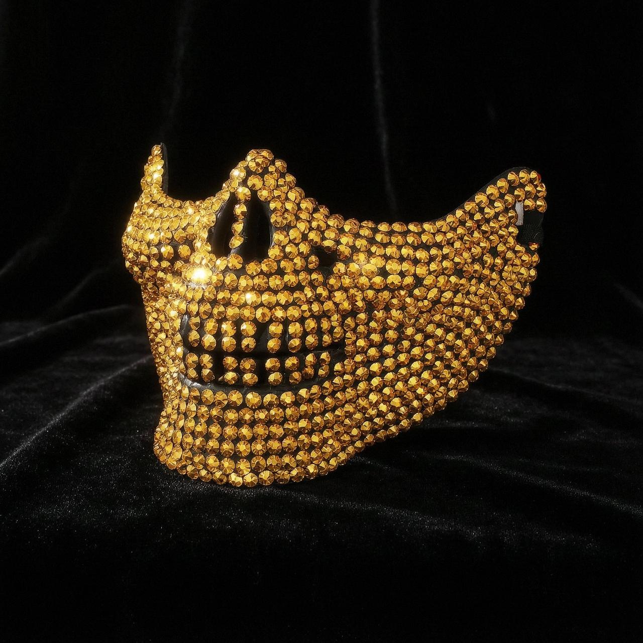 Scary Skeleton Jaw Diamond Mask for Men and Women – DIY Rhinestone-Embellished Ghost Rider-Themed Party Mask for Masquerade Balls and Carnival Parades