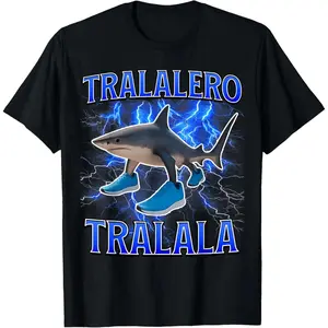 100% Cotton Tralalero Tralala Funny Shark Italian Brainrot Meme T-Shirt