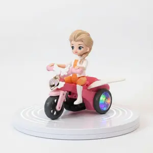 Cool Interactive Electric Princess Doll Tricycle Musical Stunt Toy, Sound Toy for Kids, Colorful Rotating Light and Sensor Toys, Best Gift for Birthday