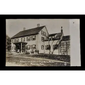 1911 Fathers and Mothers Club Home Farm, Reading, MA Postcard - Asylum Orphanage Photo - Rare Sepia Photograph RPPC Massachusetts Postcard