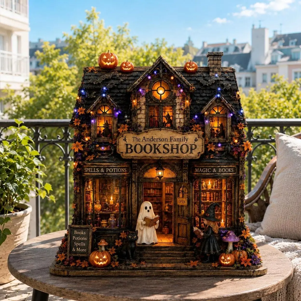 Personalized Magic Bookshop Wooden Sign, Ghost Witch Bookstore Decor, Custom Family Name Display, Enchanted Library Accent