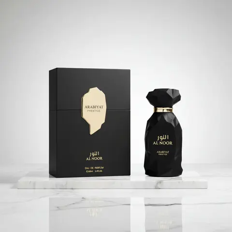 Arabiyat Prestige Al Noor Unisex Adults Arabic EDP Fragrance - Regular Bottle, Spicy Woody Arabic Scent, Fig Heart Note, Cardamom, Iris, Nutmeg, Saffron, Smoky Vetiver Dry Down, Vanilla Warmth, Contains Alcohol, 3-3.9 fl oz
