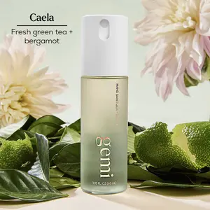 Caela Hand Sanitizer | gemi beauty | Hand Sanitizer + Serum Spray | Hydrating K-Beauty Formula with Centella Asiatica, Vitamin B5 & Green Tea | Kills 99.9% of Germs | Green Tea with Neroli & Bergamot