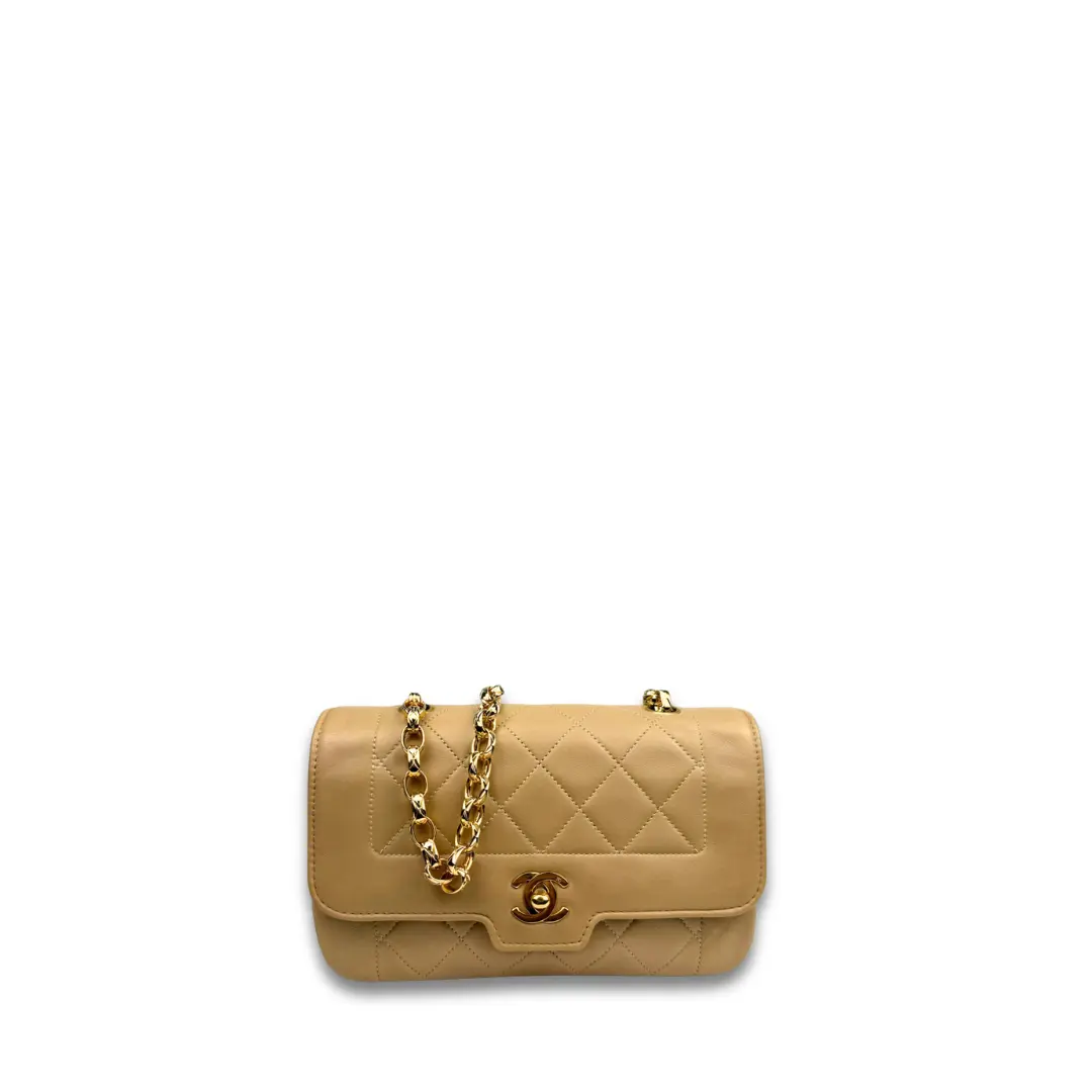 Pre-owned CHANEL Leather Crossbody Bags Beige Mini Bijoux Chain Flap Bag