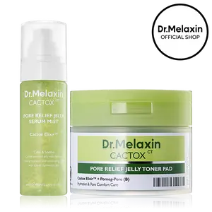 [Dr.Melaxin Official] CACTOX Pore Relief Jelly Toner Pads & Serum Mist Duo with Cactus Cooling Reduce Puffiness & Pore Tightening for Visible Pore Care Skin Repair