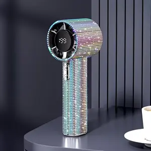 199-Speed Digital Display USB Rechargeable Mini Fan, Portable Diamond-Style Handheld Fan for Summer Cooling, Perfect Mother's Day Gift, Ideal for Outdoor, Desk, Travel & Daily Use