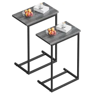 27 inch high C-shaped side table, weighing 50 pounds, space saving sofa side table, mobile side table, suitable for placing coffee, laptops, snacks, suitable for living rooms, bedrooms, offices, and laptop desks