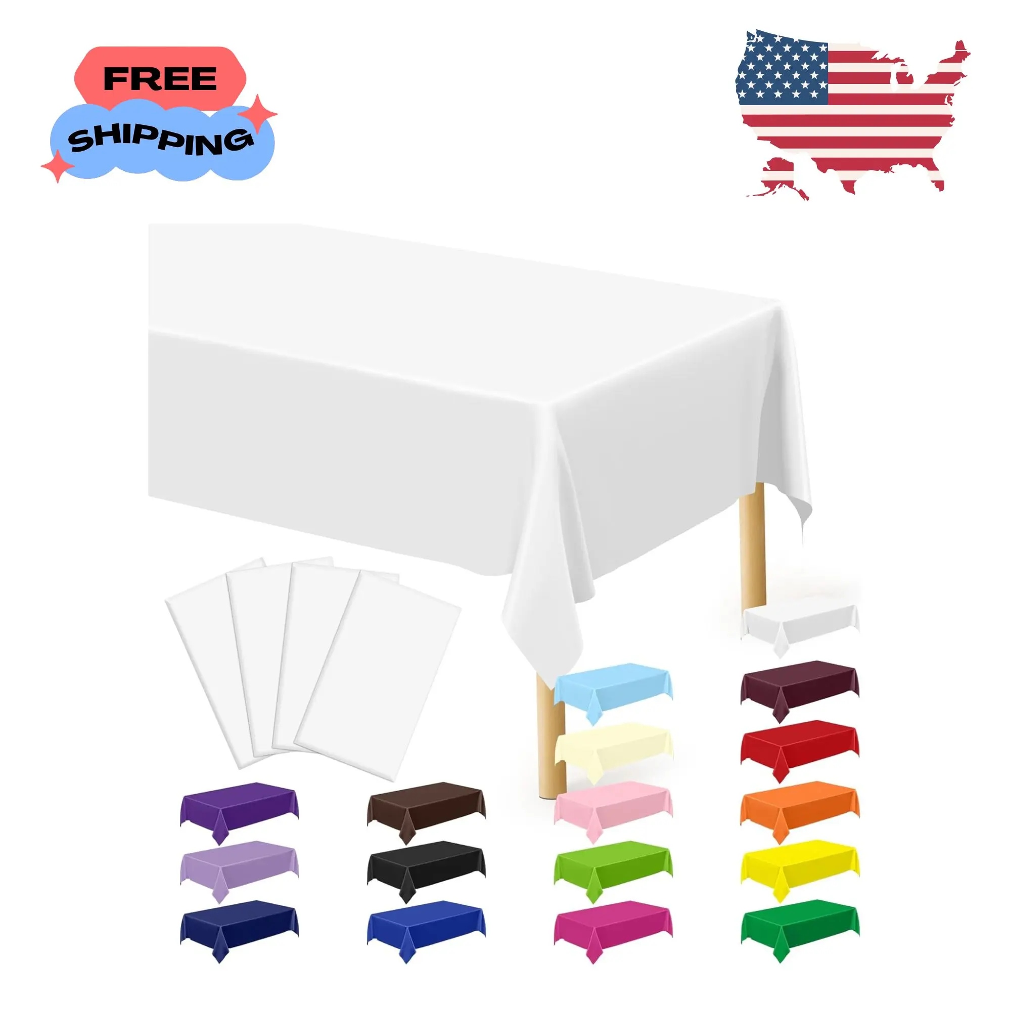 4 Packs White Plastic Tablecloth, Sturdy Disposable Table Cloth, 54 X 108 Inches