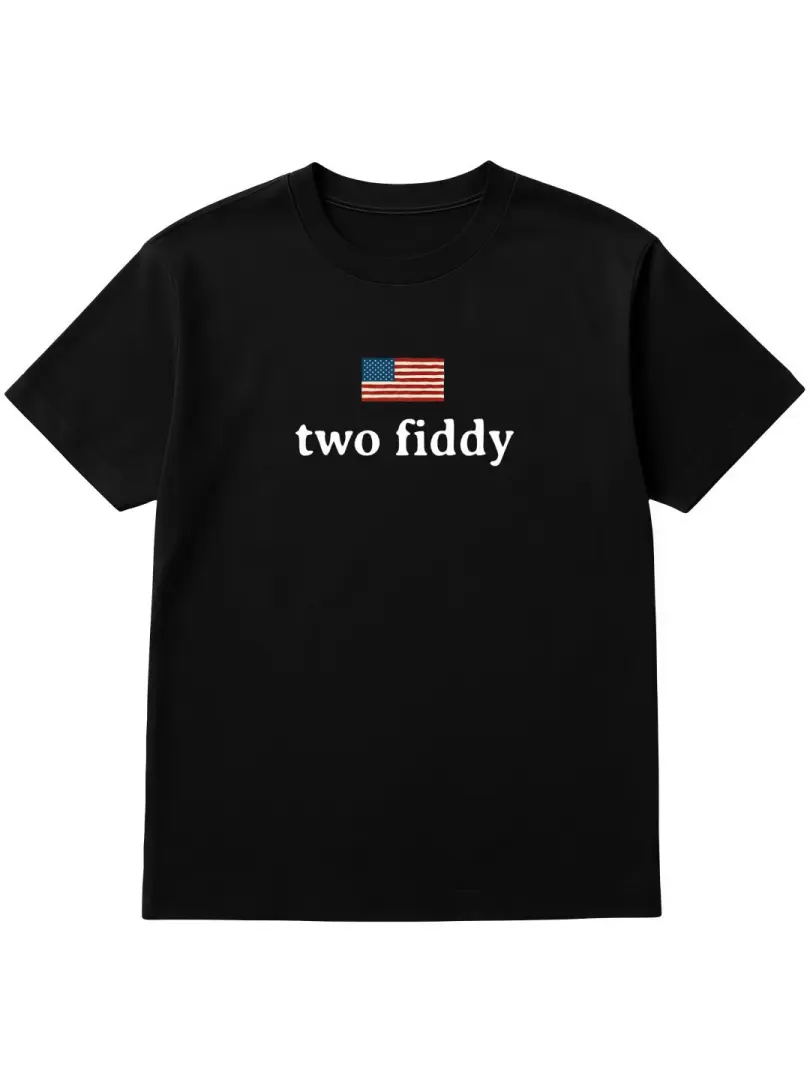 Vintage Aesthetic Two Fiddy USA Flag Graphic Shirt Cool country slogan look Perfect summer Tee casual OOTD Casual Cotton Menswear Crew Neck Graphic T-Shirt Top Womenswear Streetwear Crewneck Print Tshirt