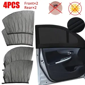4PCS Car Window Sun Shade, Universal SUV Fit, Mesh Cover UV Heat Block Anti Mosquito, Easy Install for Travel