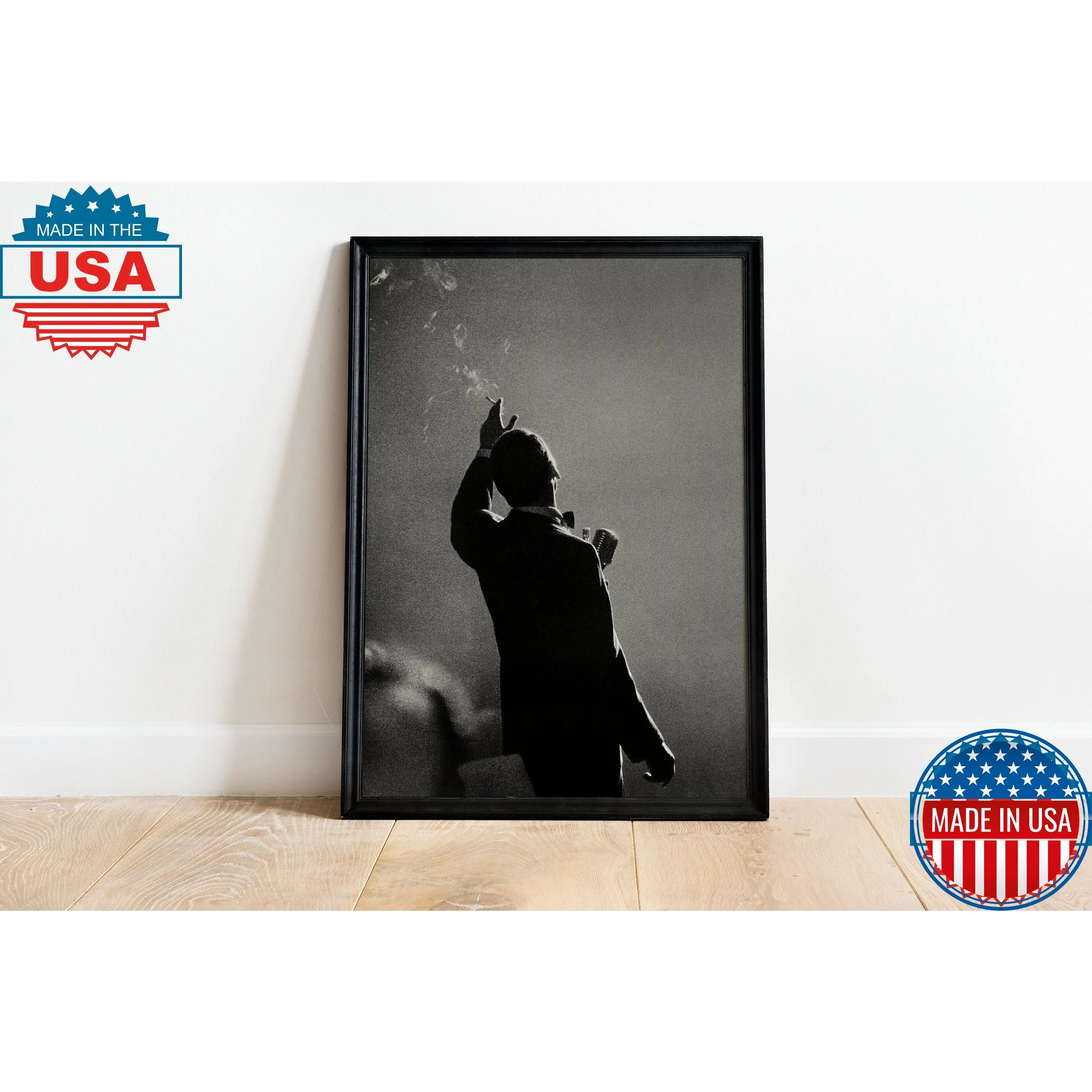 Frank Sinatra Smokes While Singing Poster, Black and White Fashion Wall Art, Celebrity Print, Hollywood Print, Classy and Elegance Print
