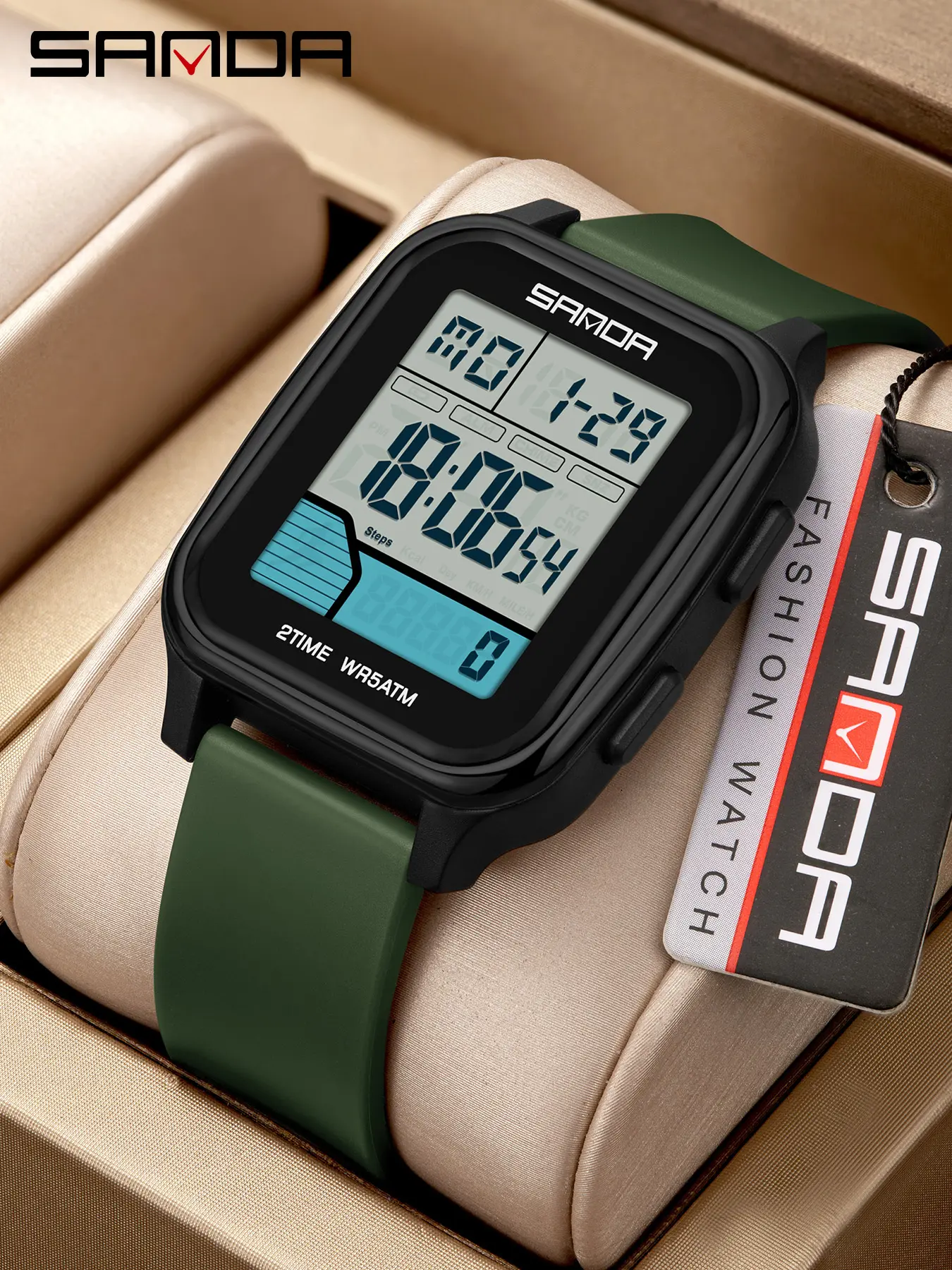 Men's Square Watch Outdoor Night Glow Waterproof Multifunctional Wristwatch Simple Single Display Sports Electronic Watch Waterproof Digital Watch Luminous Waterproof Watch Sporty Waterproof Watch
