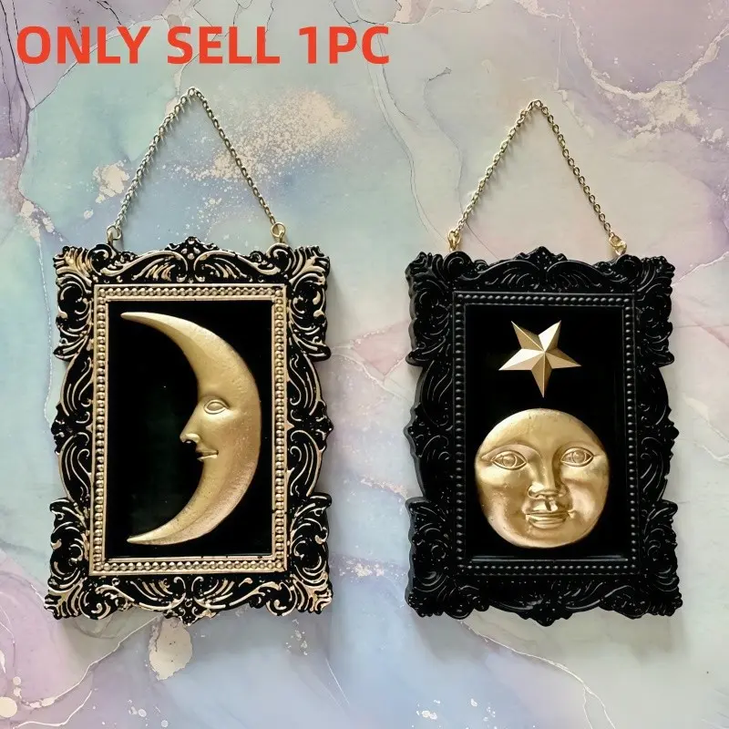 Vintage Moon Celestial Wall Hanging, Gothic Style Metal Decor, Religious Home Decor, Spiritual Decor, Religious Decorations, Religious Art for Living Room Prayer Corner, Bedroom, Ramadan Gift, Decoration, Ornaments
