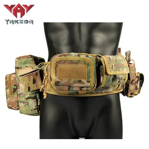 YAKEDA L1810-1 Camo Men's Tactical Belt Bag - Adjustable Hands-Free, Waist-Mounted, Molle System, Side Pouch, Y2K Fabric, Enhances Carrying Capacity, for Military Enthusiasts, Compact Luggage Gear, Adjustable Hands-Free Men's Fanny Packs & Belt Bags