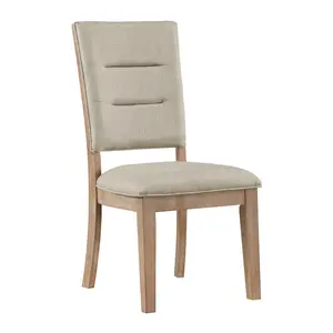 Dreamzon Light Oak Finish Beautiful Dining Chairs Set of 2pc, Upholstered Seat and Back Beige Fabric Rustic Look Ladderback Wooden Dining Kitchen Furniture