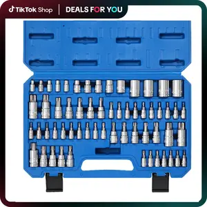 CASOMAN Master Torx Bit Socket and External Torx Socket Set, 60-Piece Set, S2 and Cr-V Steel，E4-E24, T6-T70,TT6-TT70,TP8-TP60 Hex Combination Wrench#TikTokShopBlackFriday